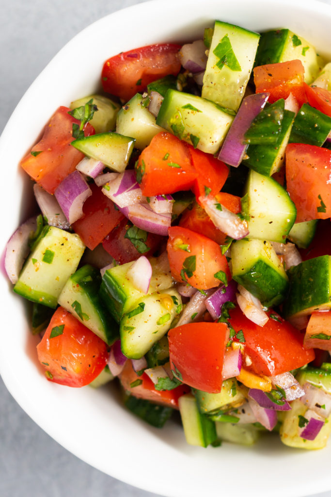 Close up of Kachumber Salad
