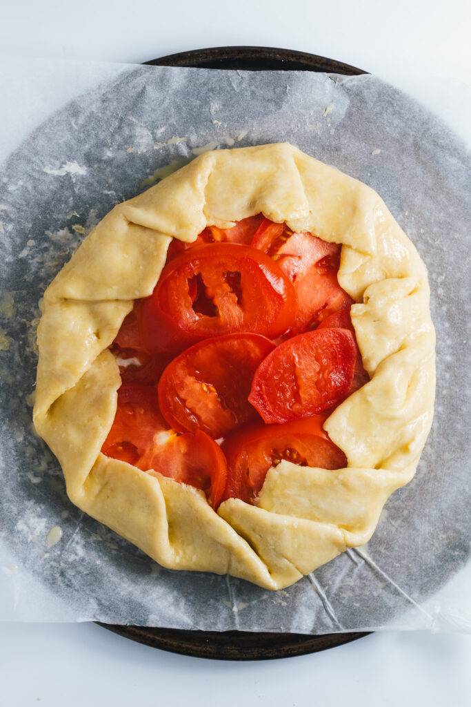 Assembled Tomato Galette ready for baking