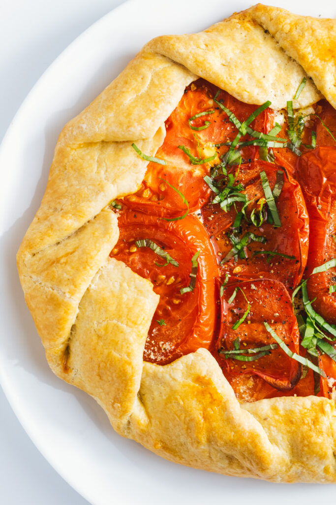Tomato galette on a plate