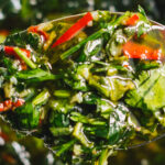 Close up of spoonful of Chimichurri Verde