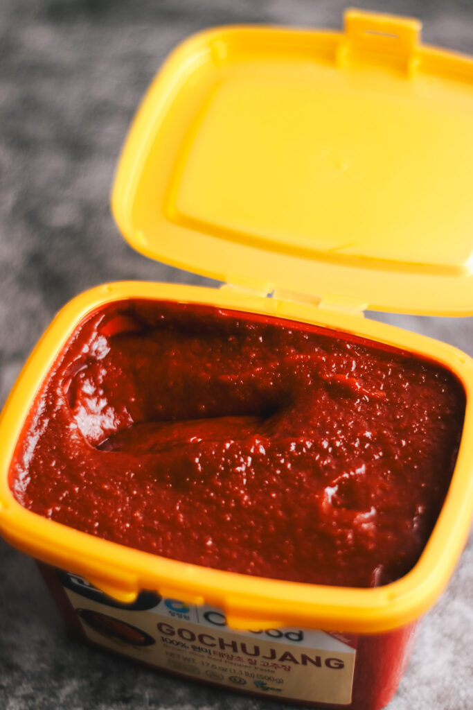 Gochujang paste in a tub