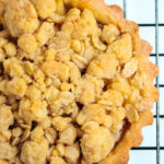 Close up of mini apple crumble tart