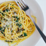 lemon caper pasta in a bowl