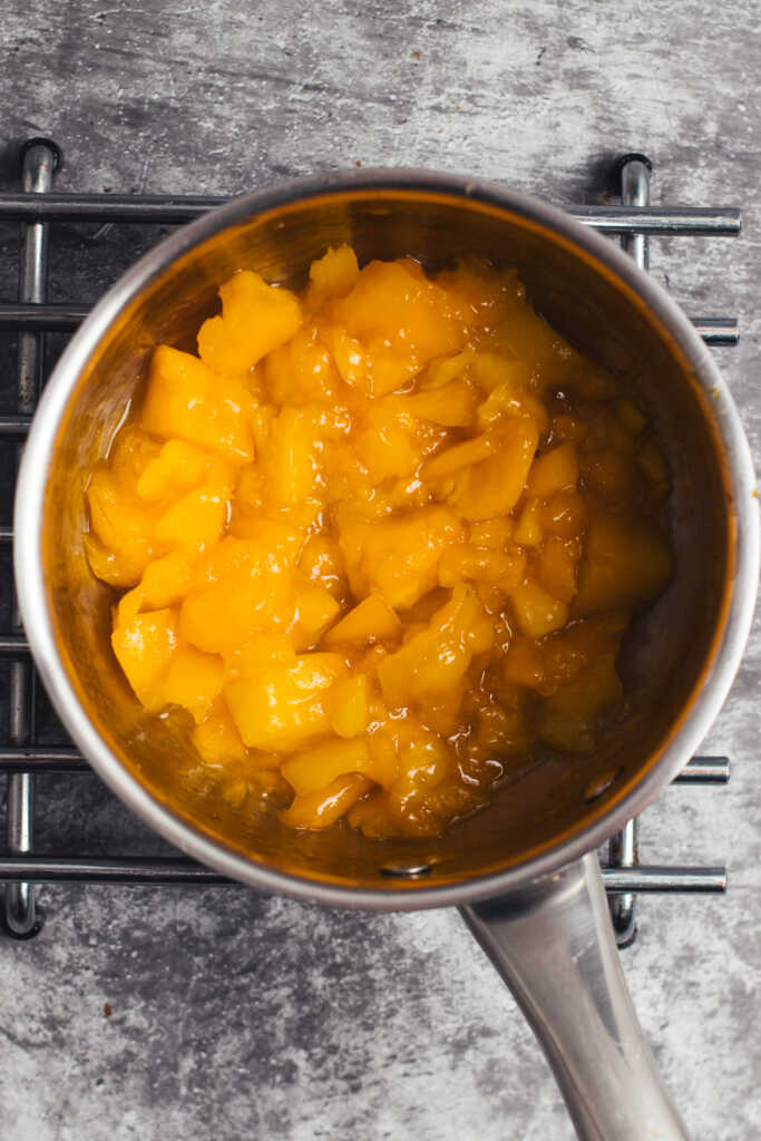 mango compote in a saucepan