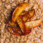 Close up of apple pie porridge in a bowl