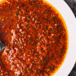 Chimichurri roja in a bowl