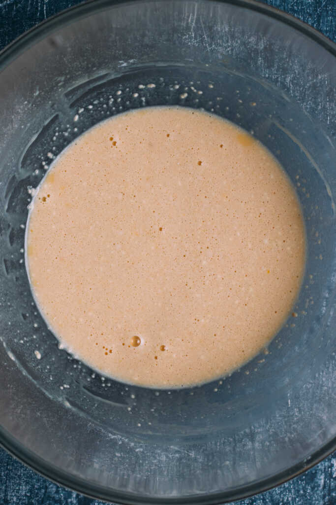 Mini Clafoutis batter in a mixing bowl