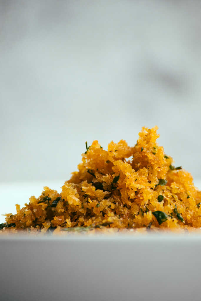 A mound of pangrattato breadcrumbs