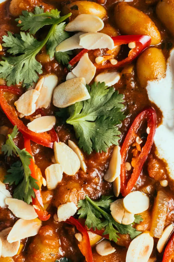 Close up of butter beans curry